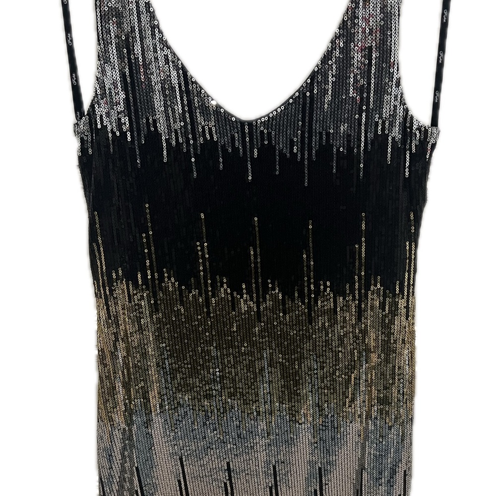 Glamorous Large Ombré Black and Gold Sequin Mini Dress Size Large - Picture 2 of 6